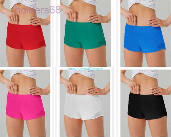 

lu yoga outfits womens sport shorts casual fitness y pants for woman girl workout gym running sportswear lulus with zipper pocket quick dryi, White;black