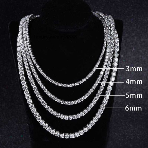 

starsgem moissanite diamond setting very shining 3mm 4mm 5mm 6mm moissanite tennis necklace for gift, Silver