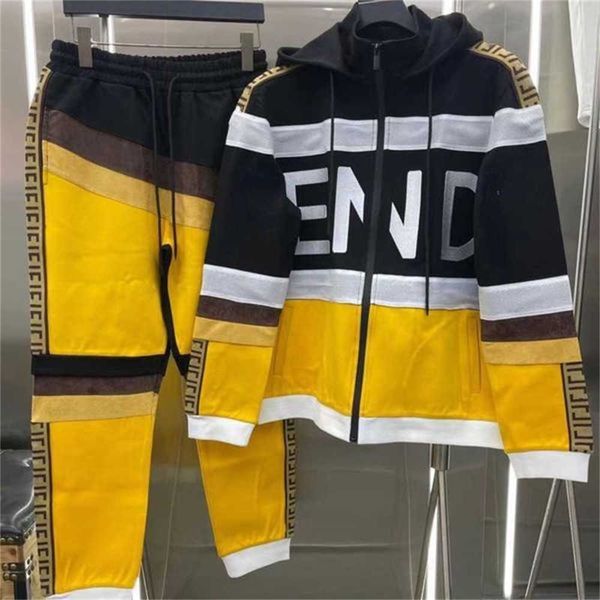 

luxury designer jacket pants suit men tracksuits zip coat hooded jackets two-piece velvet embroidered mens sports fashion sweatshirt savj 3r, Gray