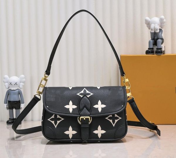 

7a diane satchel bag with jacquard cross-body strap embossed leather cream full black shoulder bags classic vintage cross body 7 color sell