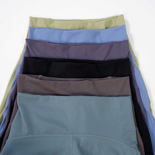 

lulu women gym biker shorts summer high waist naked feeling with pockets quick dry push up running fitness workout yoga short pants woman la