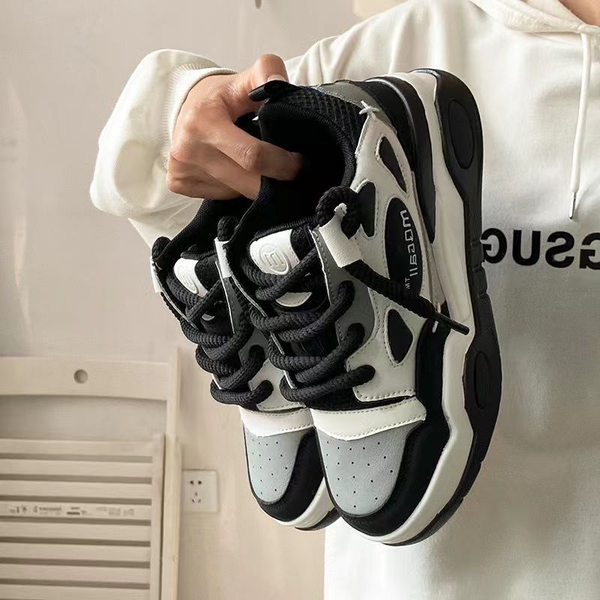 

student black platform bread shoes for women couples all-match casual sneakerskorean fashion student loose shoes