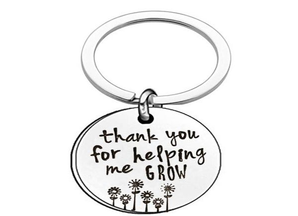 

teacher039s day gift thank you for helping me grow keychains for women mens teacher stainless steel key chains fashion thanksgi8015997, Silver