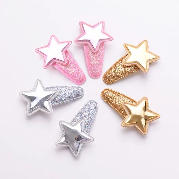 

old cobbler ets001# hair accessories baby clip five-pointed star flash powder plastic spraying color droplet shape candy girl, Black;brown