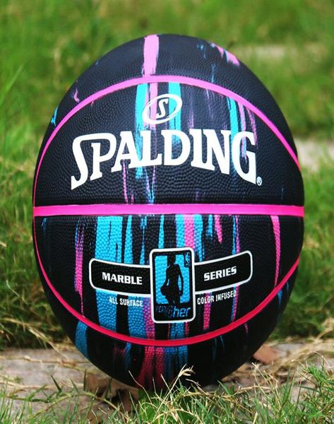 

spalding marble series 4her black basketball women039s rubber basketball size 6 indoor outdoor game training basketball ball1390797