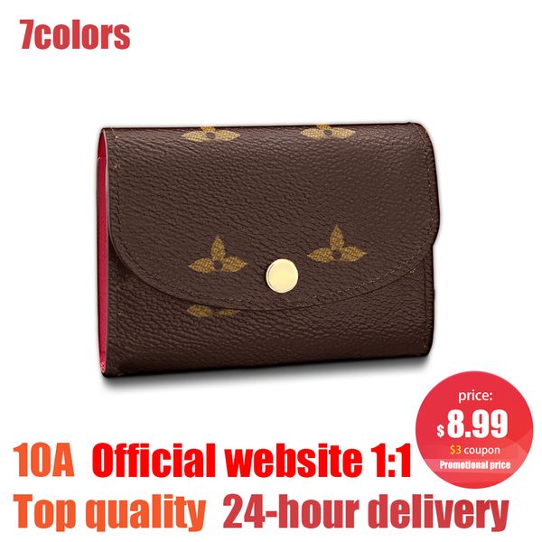 

luxury m41939 rosalie card holders wallet coin purses key wallets business purse leather louvis women credit card slot id card designer pape, Red;black