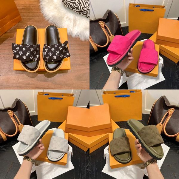 

2023 with box flip flops designer women fashion slippers leather sandals l slides summer oran sandal slides ladies sandal luxury h sandals m, Black