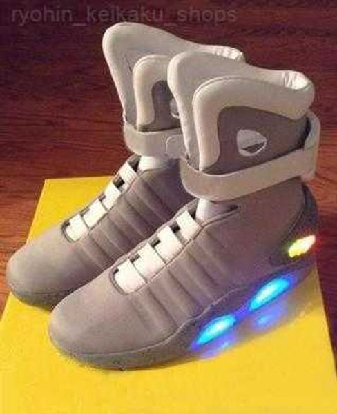 

2023 automatic laces sneakers led shoes dark gray marty mcfly 's lighting marty mcflys air mag back to the future glow in the mags uk 6, Black