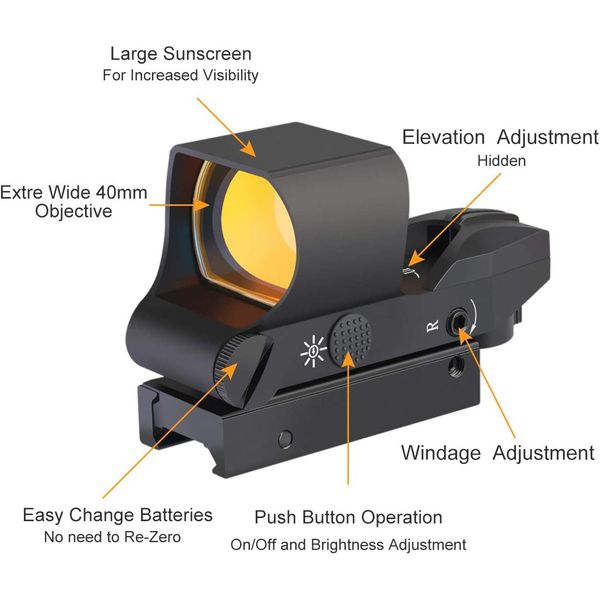 

red dot sight button control switch red green dot sight 4 sight targets 20mm