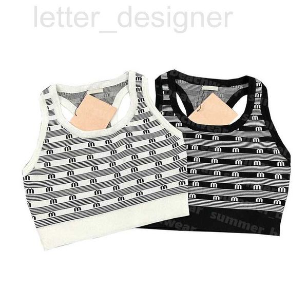 

women's knits & tees designer letter jacquard vest women knitted crop cropped crew neck t-shirt 4z8y, White