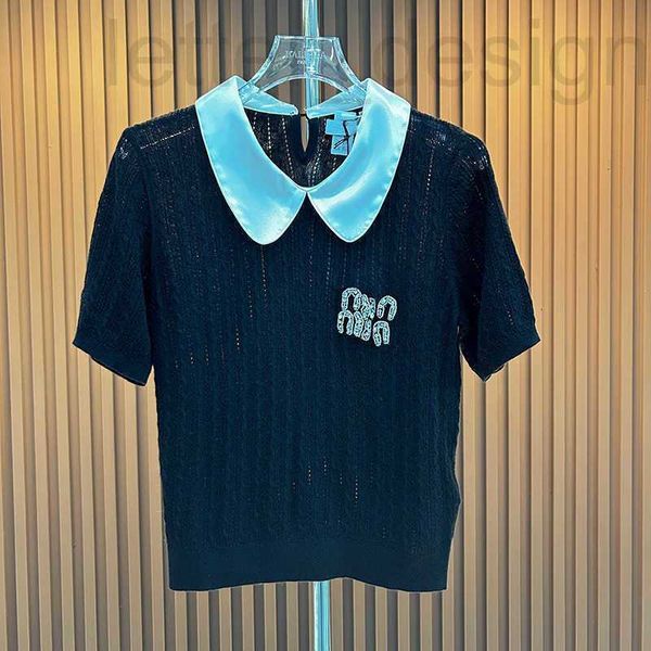 

women's sweaters designer 2023 summer new french high set design sense letter nail diamond polo knitwear ice silk small women hpvj, White;black