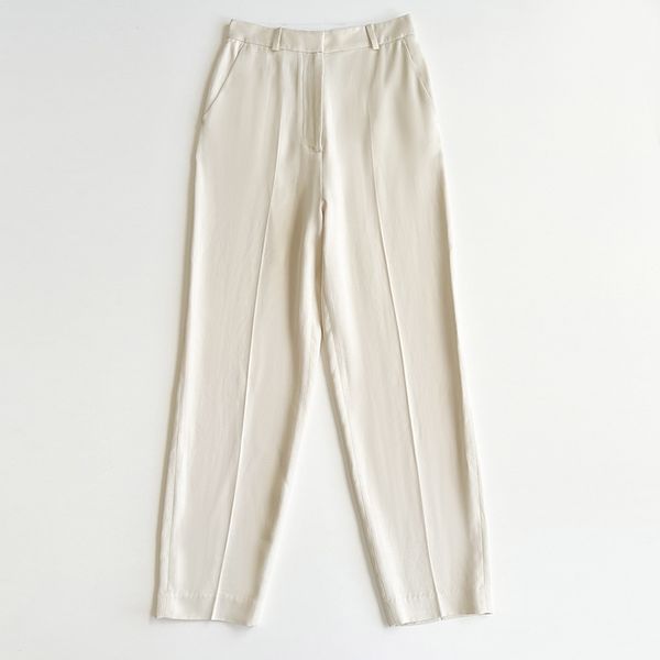 

close your eyes and enter~tt high waist pocket viscose linen tapered linen long pants straight leg closure simple pants casual pants western, Black;white