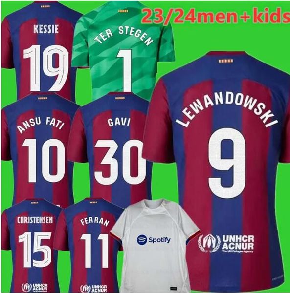 

23 24 soccer jersey pedri lewandowski gavi camiseta de futbol ferran 2023 2024 ansu fati football shirt men barca kit kids maillot de foot b, Black;yellow