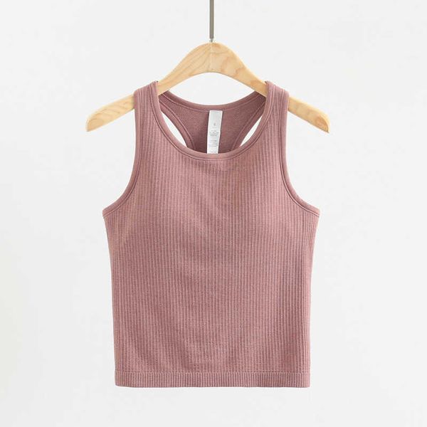 

lulu women vest yoga tank summer fitness sleeveless cami sports shirts slim ribbed running gym vest built in bra woman