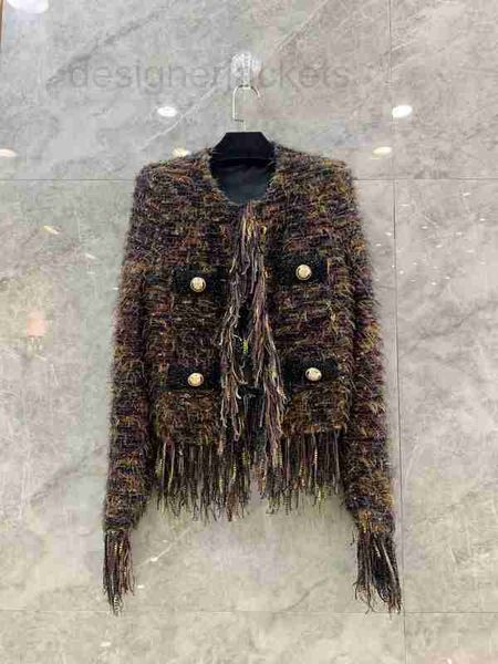

designer 2023 women's brand jacket new autumn winter fashion letter tassel tweed coat cardigan high-grade casual spring coat christmas, Black;brown