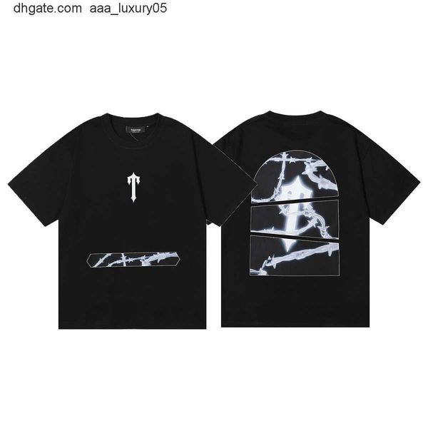 

designer fashion clothing tees tshirt trapstar barbed wire aow tee double yarn printed round neck cotton short sleeve t-shirtstreetwear for, White;black