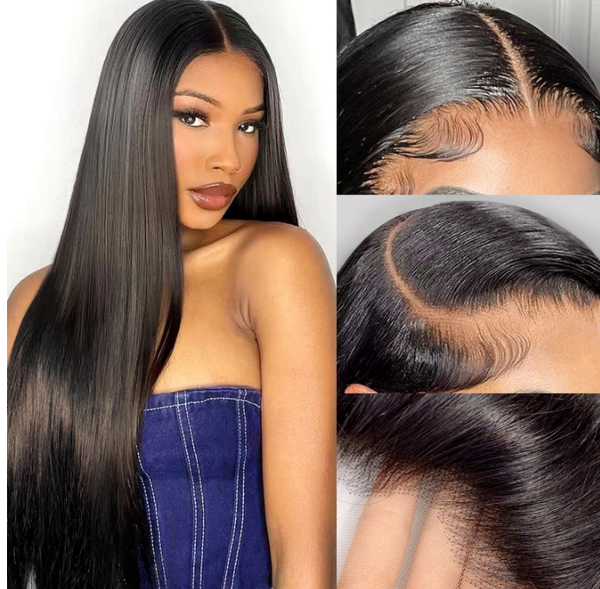 

transparent lace frontal wig 4x4 lace closure wig straight 13x6 lace front human hair wigs for black women 30 inches, Black;brown