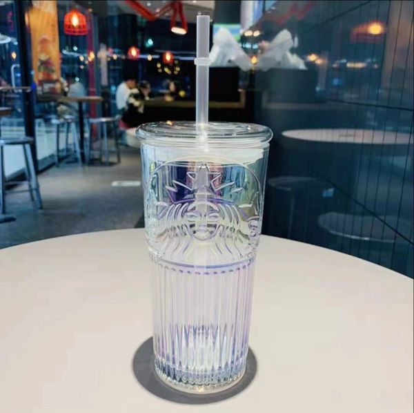 New Creative (Drinkware) Starbucks mug Pink cherry blossom large capacity glass cup with straw cup