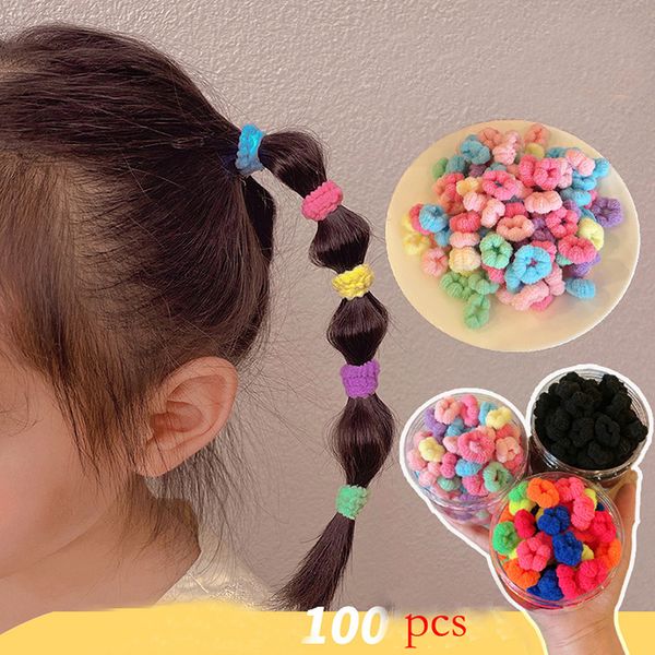 

mixed color 100pcs/lot kids hair accessoryies elasticity hairbands, Slivery;white