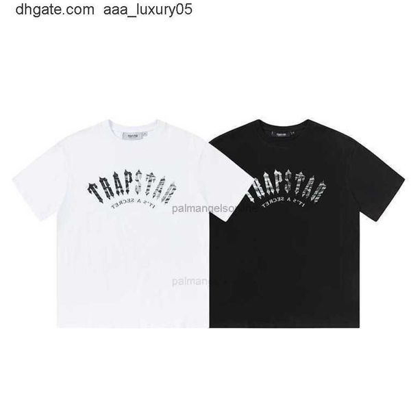 

designer fashion clothing tees tshirt trendy trapstar camouflage arch font printing loose casual youth short sleeved t-shirt trend casual co, White;black