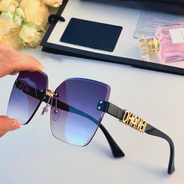 

2023 five star brand quality new model large frameless butterfly appearance high-end women's sunglasses mixed and solid color lenses fa, White;black