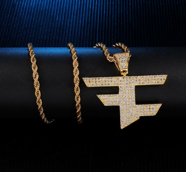 

faze cubic pendant out women men hop gold color hip iced jewelry q1107 clan necklace zircon gsocj7746147, Silver