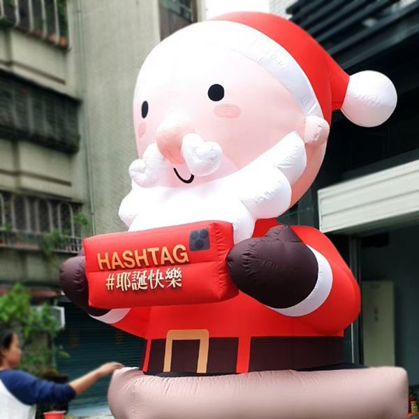

8mh (26.2ft) outdoor giant inflatable santa model 4/6/8m high air blown father crawling out of chimney for christmas decoration