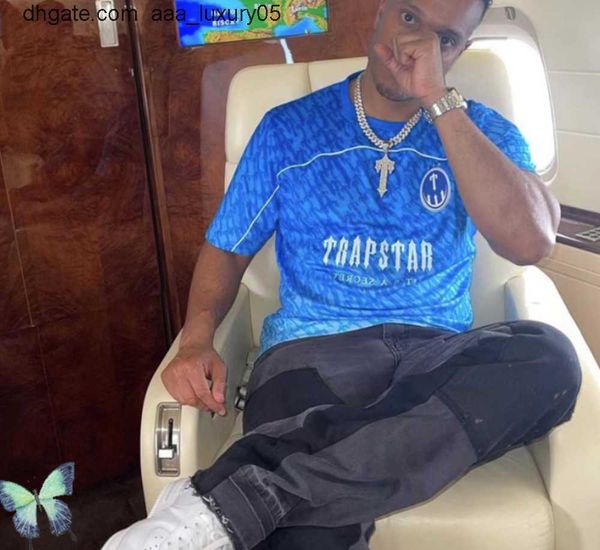 

trapstar mesh football jersey blue no.22 men sportswear t-shirt w220811 casual fashion, White;black