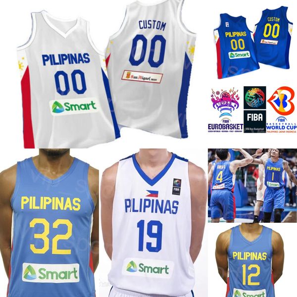 

screen print basketball philippines 15 june mar fajardo jersey 2023 world cup 19 kai sotto clarkson jalen green 4 kiefer ravena 7 timothy he, Black;red