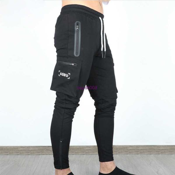 

asr men's fashion jogging pants tight sweatpants spring and autumn casual american youth straight tube sports multi pocket zipper small, Black