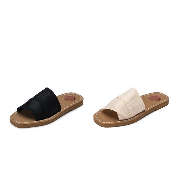 

designer classic canvas slippers women's outer wear fashion 2023 new sandals women's net red letter travel holiday flat summer wom, Black