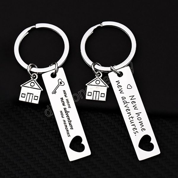 

creative housewarming keychain gifts for first home keyring neighbor gift trinket new home new adventures couples key chain, Silver