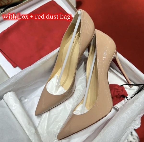 

2023 quality red shiny bottoms shoe heels women dress shoes fashion designer high heel 8  12cm so kate iriza chick round pointed toes pump, Black
