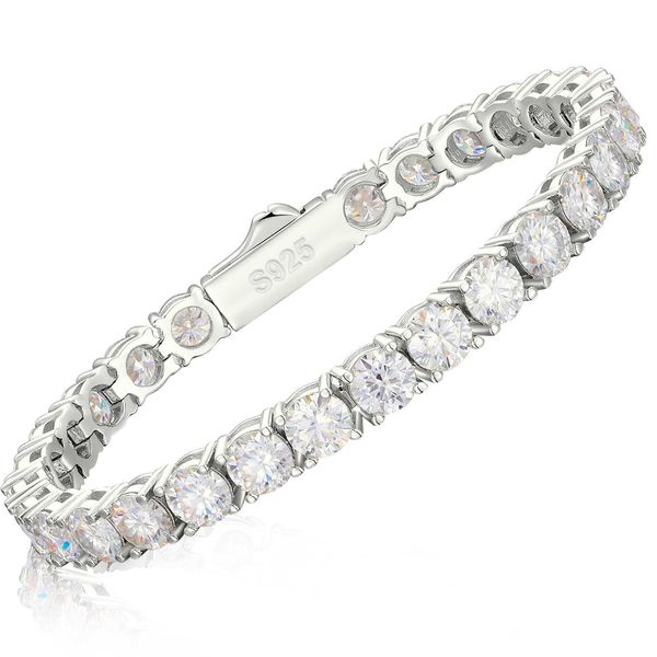

3mm-6mm silver moissanite tennis bracelet pass diamond test engraved bling men's fine jewelry for women