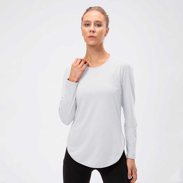 

lulu t shirt women yoga clothes split long sleeve gym fitness shirt upf50+ sunscreen sports clothes breathable sportswear t-shirt woman lady