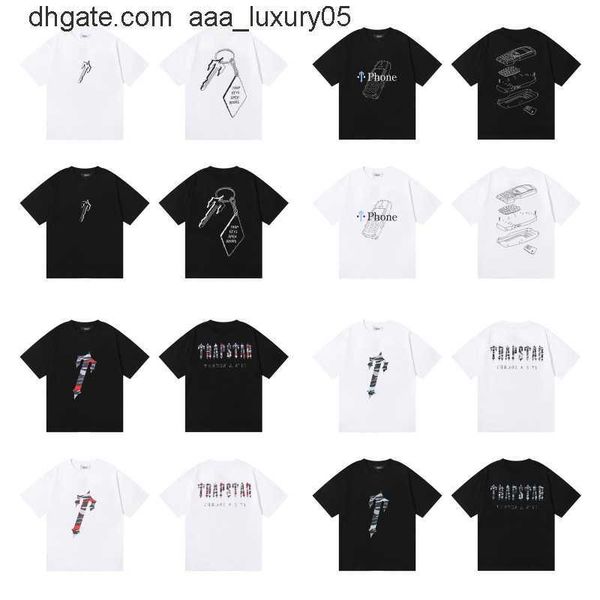 

men's t-shirts summer new t-shirt trapstar print short sleeve designer t-shirts sportswear black cotton london street rainbow clothing, White;black