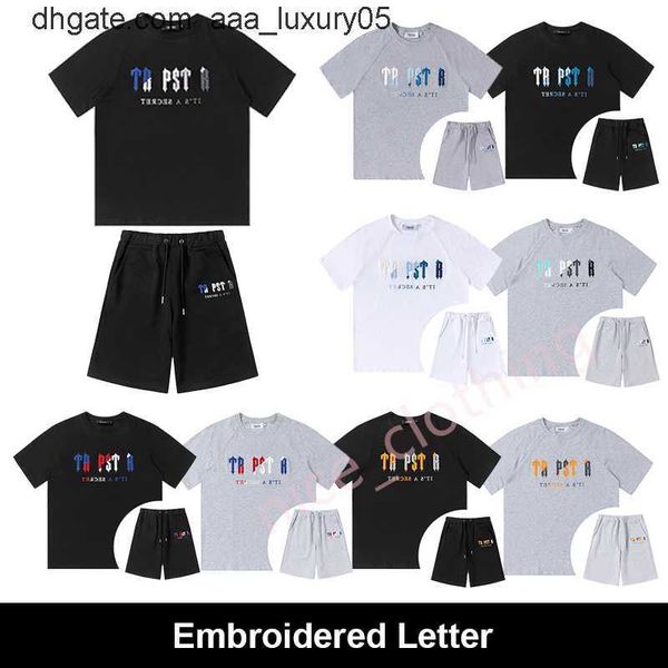 

mens designer trapstar t shirt and shorts womens luxury brand tracksuit fashion embroidered short sleeves summer shorts crew neck clothes cl, White;black