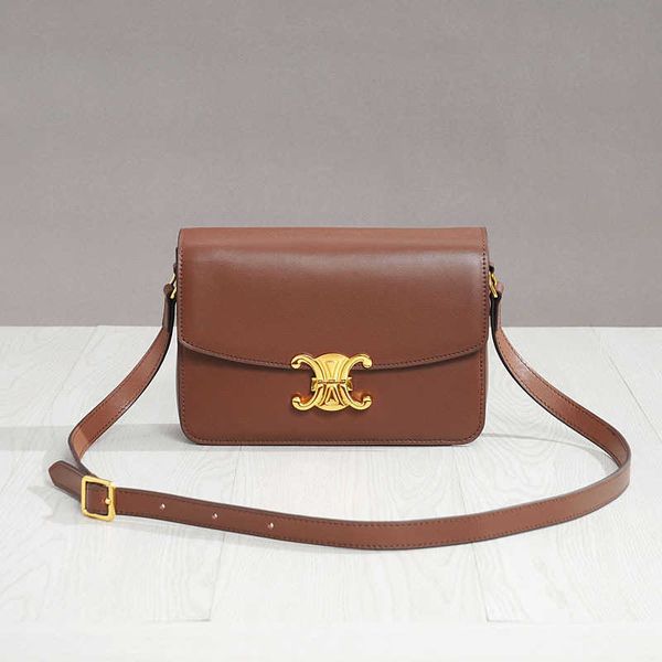 

2023 new small square box bag genuine leather women's one shoulder cross body bag