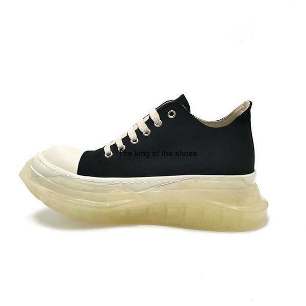 

round owens ricks ro ricks xia's new ro low shoes for men and women's casual lacing transparent double layer thick soles increase, Black