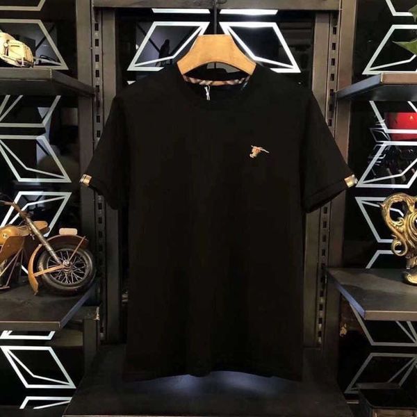 

burb short sleeved t shirt men's war horse embroidery polo shirt luxury brand mens clothing fashion couple round neck pullover loose co, White;black