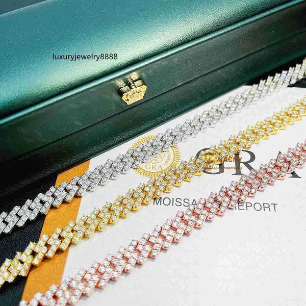 

hiphop jewelry pass diamond test vvs moissanite diamond iced out blingbling cuban link bracelet jewelry, Silver