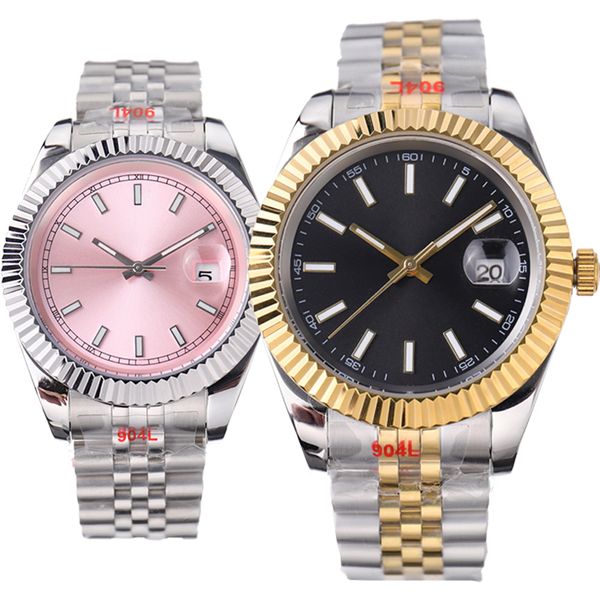 

pink watch women puzzle daydate 31/36/41mm mechanical watchs stainless steel super luminous quartz women watchs couples gentleman wristwatch, Slivery;brown