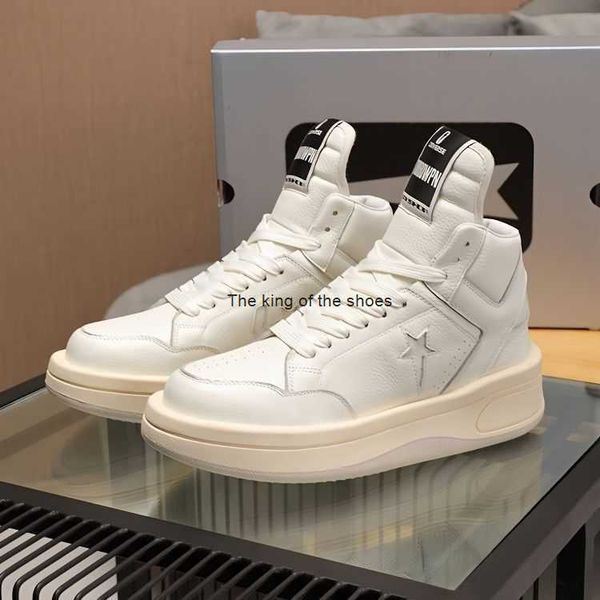 

round owens ricks ro ro co branded men's shoes 2023 new versatile genuine leather high black and white thick sole elevated sports and c