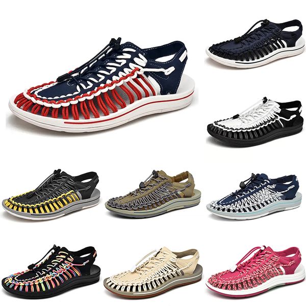 

2023 breathable beach woven shoes men women white blue beige pink brown black red outdoor sports sneakers color9