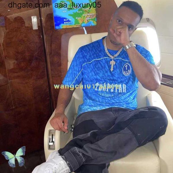 

men's t-shirts trapstar mesh football jersey blue no.22 men sportswear t-shirt 0926h22, White;black