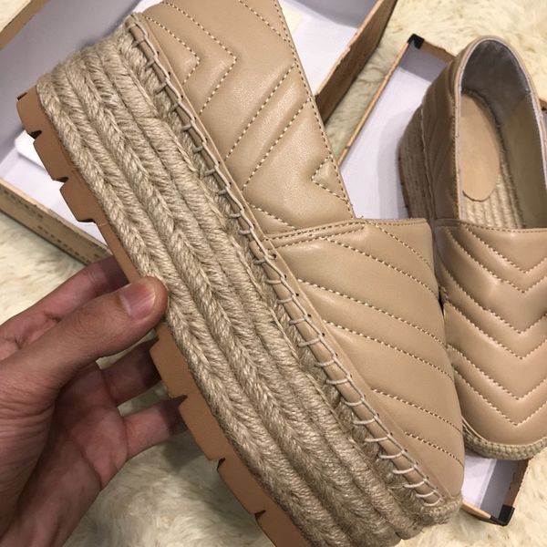 

luxury designer espadrilles women casual shoes summer spring high platform with letter buckle loafer girls genuine leather sick sole eur35-4, Black