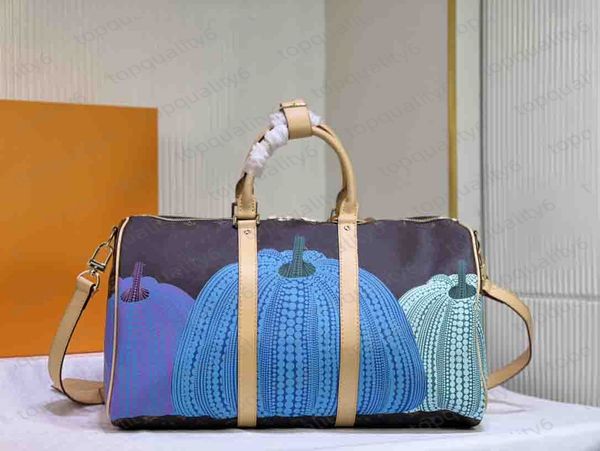 

men travel bags duffel bags colorful pumpkins print boston bag monograms dots bag