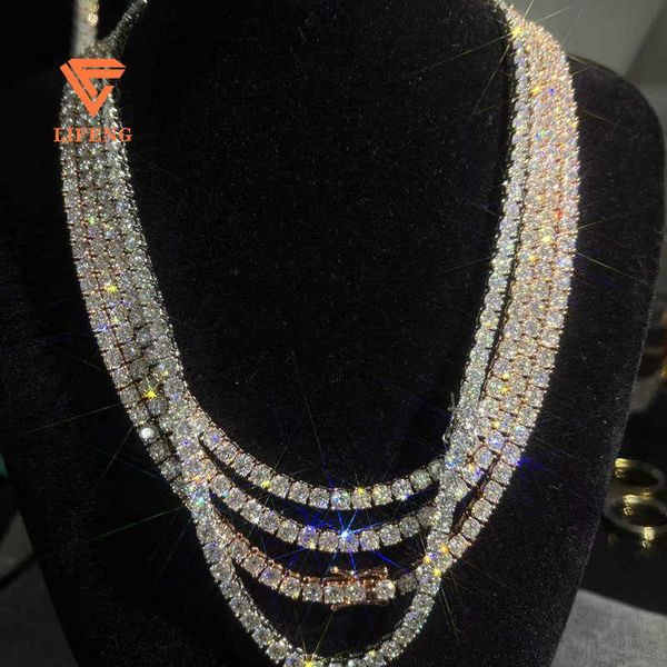 

selling fashion jewelry body chain diamond saw 5mm iced out diamond s925 moissanite tennis necklace link, Silver