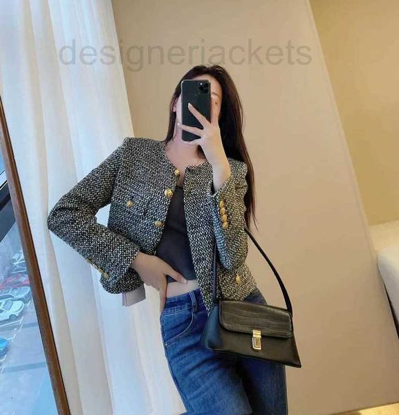 

women's jackets designer brand 2023 women autumn winter letter fashion jacket grade metal buckle tweed casual coat spring cardigan birt, Black;brown