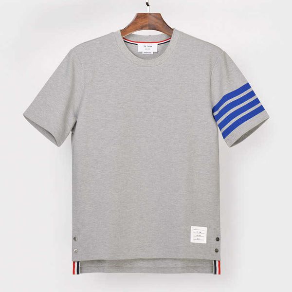 

colorful blue woven four bars tb short-sleeved men's t-shirt trend casual fashion brand, White;black
